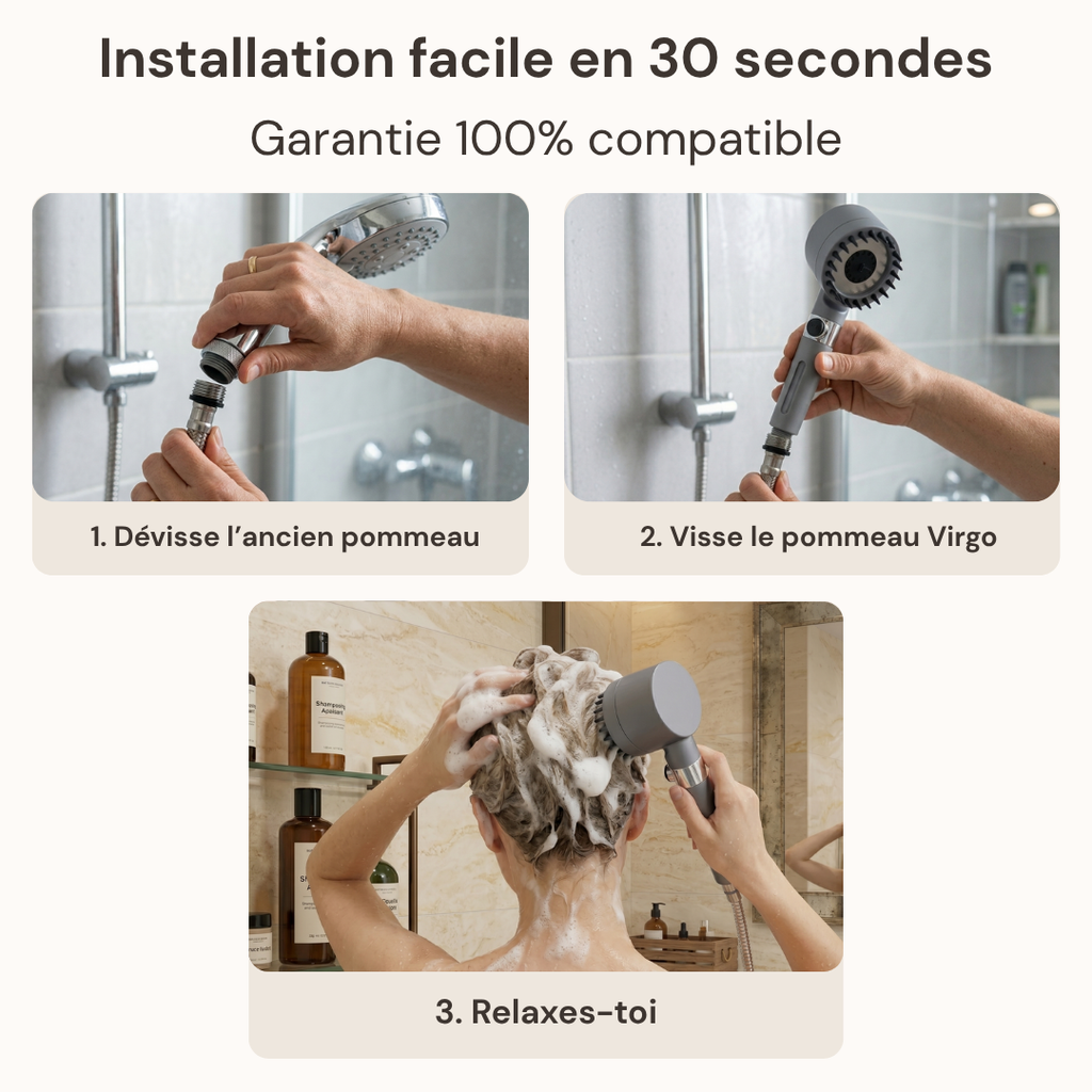 Pommeau de soin capillaire densifiant